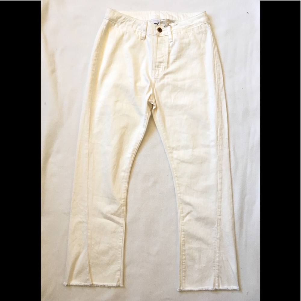 NWT NSF white high waist button fly raw edge jeans